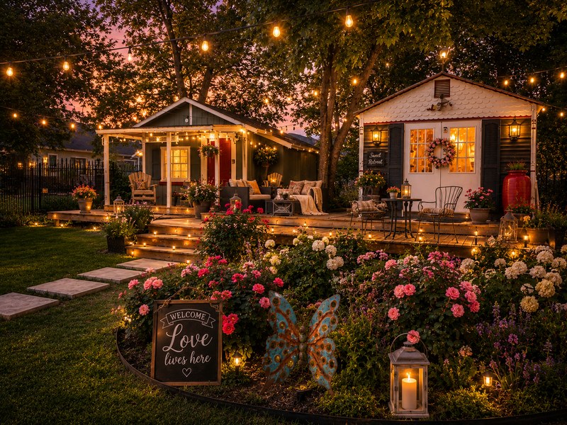 Cottage garden at Four Winds Victorian Venue and Suites
